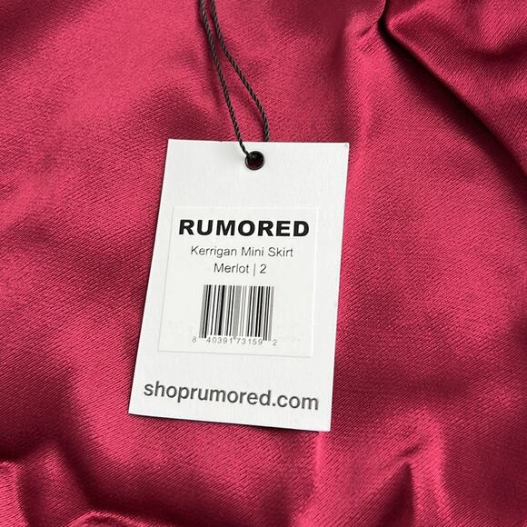 NWT $98 RUMORED Kerrigan satin mini skirt merlot 2 - Picture 12 of 14